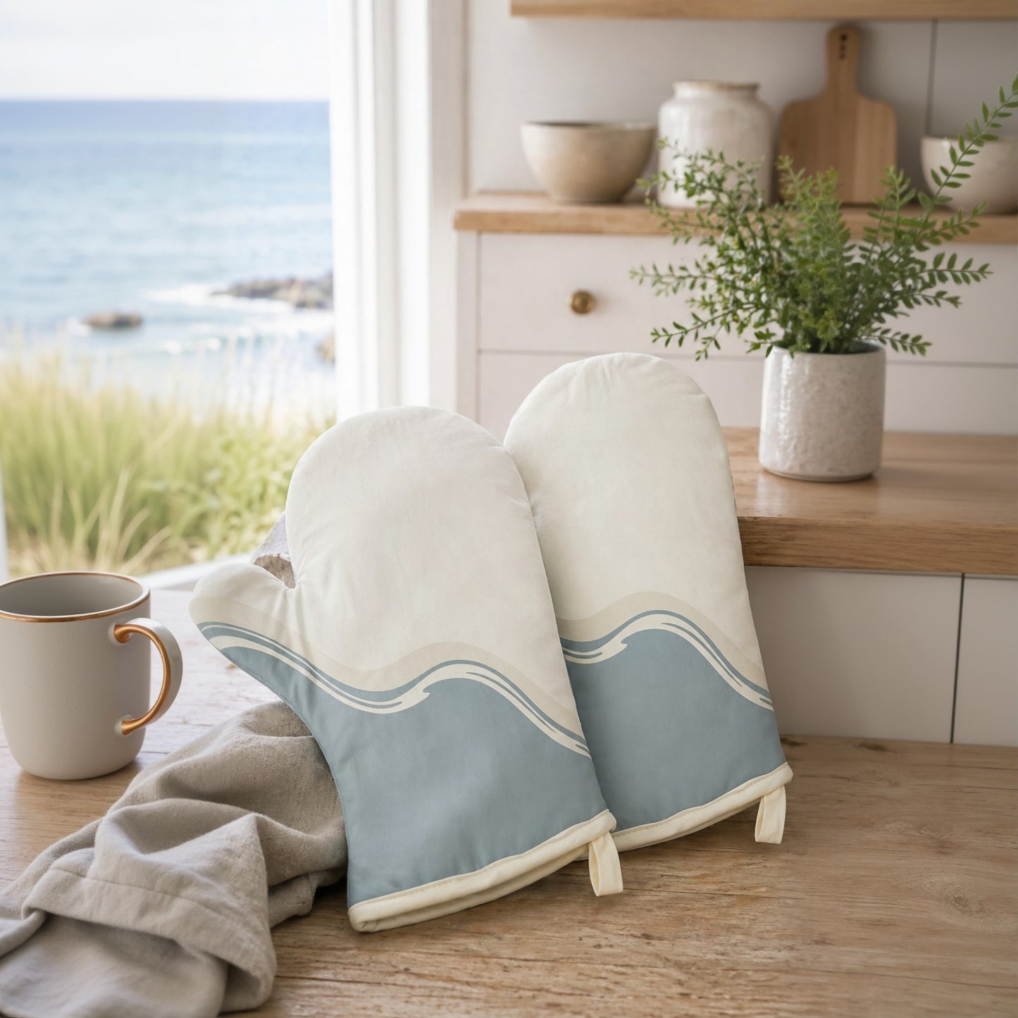 Shoreline Cotton Oven Gloves – Set of 2 | Coastal Calm Design