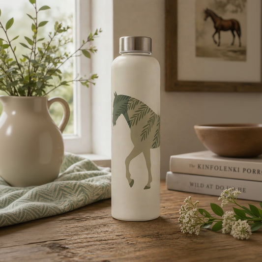 Sage Horse Glass Water Bottle – Equestrian Country Style Bottle