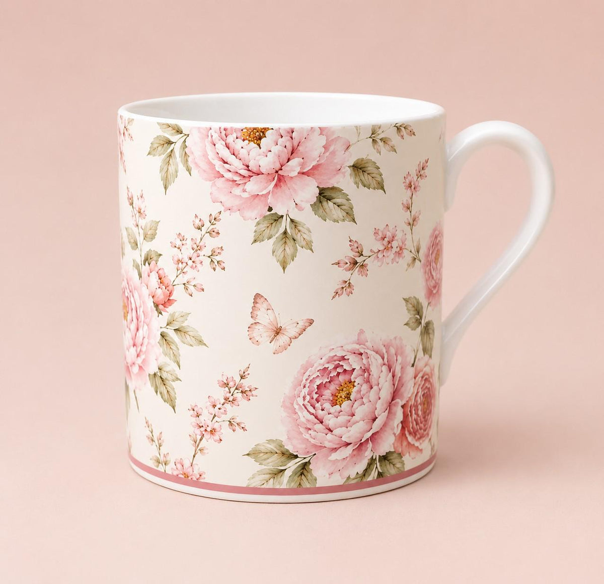 Country Garden Peony Fine Bone China Mug
