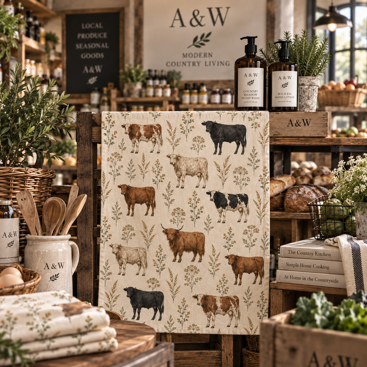 Cow Tea Towel, Cattle Tea Towel, Cow Kitchen Gift, Farmer Gift, Farming Gift, Farm Animal Gift, Gift for Farmer, Cow Lover Gift, Country Tea Towel, Country Kitchen Gift, Farmhouse Kitchen Gift, British Made Gift, Gift for Cow Lover