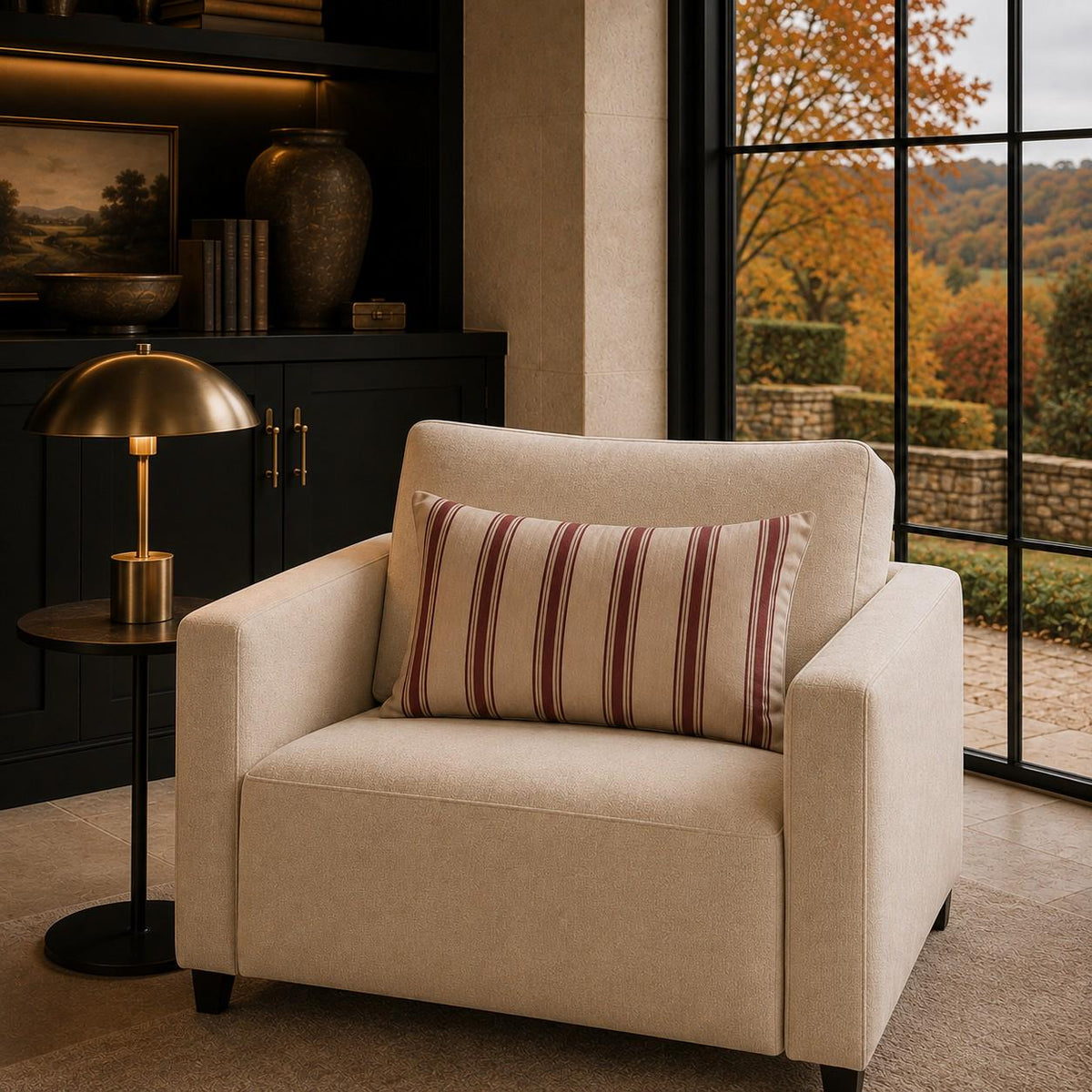 The Heritage Stripe Cushion – Burgundy