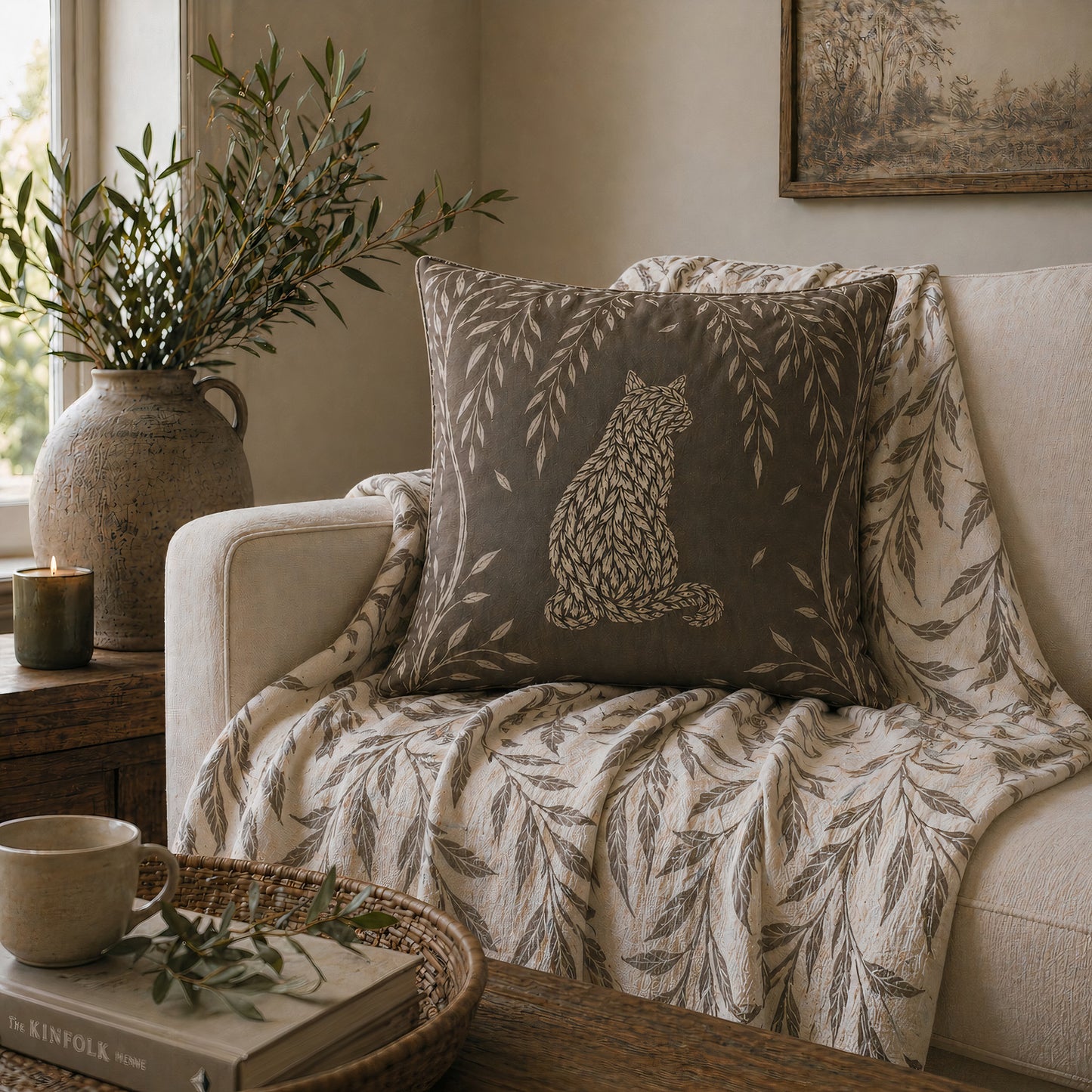 Willow Botanical Throw – Taupe & Ivory | Countryside Companions