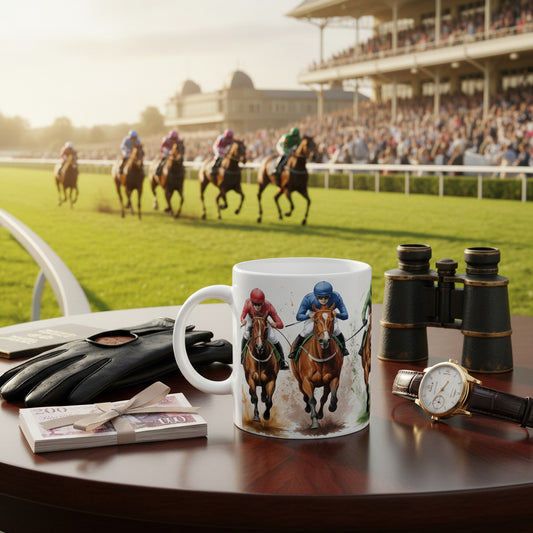 Unique Horse Racing Ceramic Mug – Ideal for Coffee Lovers and Racers