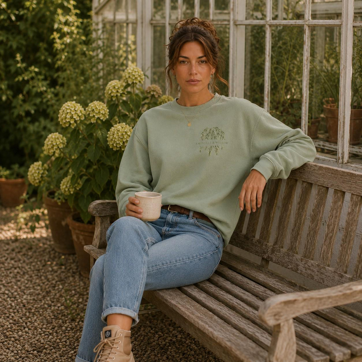 Willow Sage Green Crest Sweatshirt