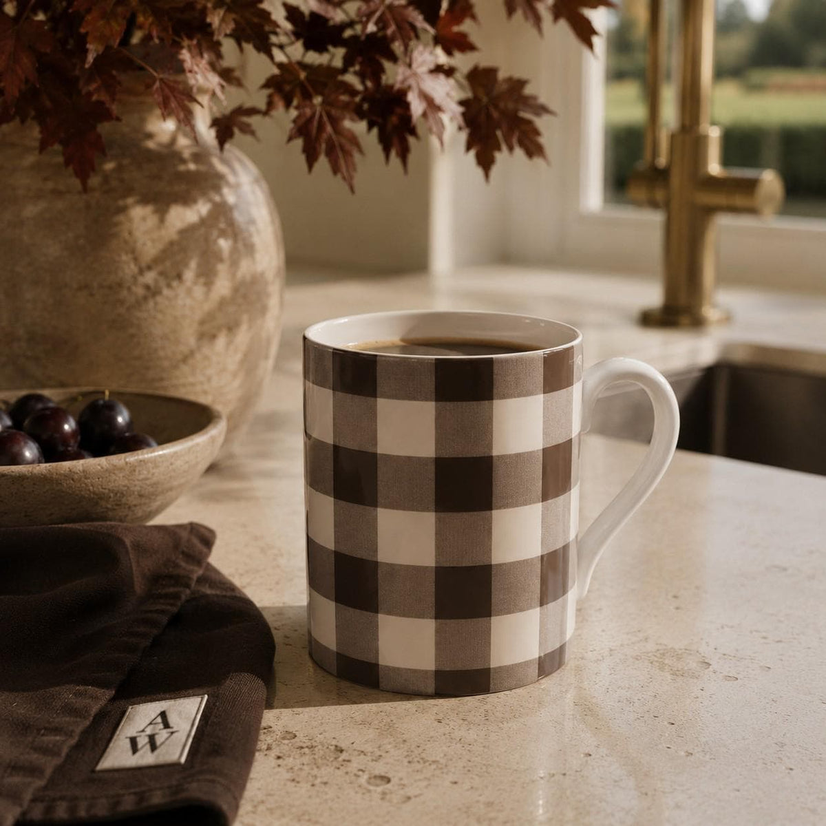The Heritage Gingham Mug – Espresso