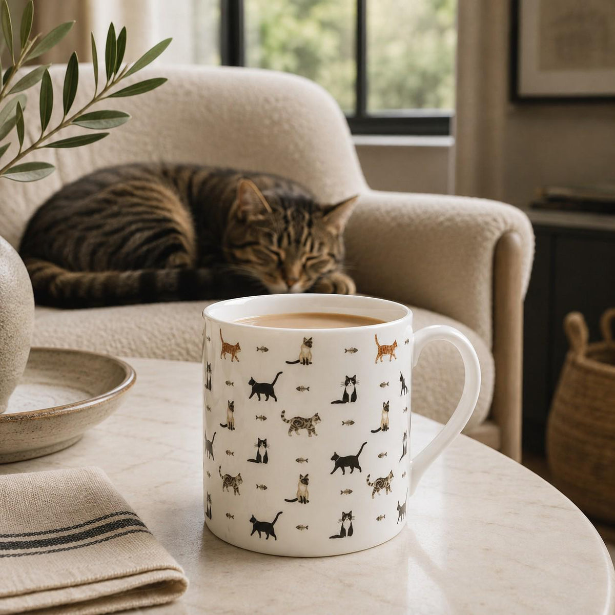 Cats & Fish Fine Bone China Mug
