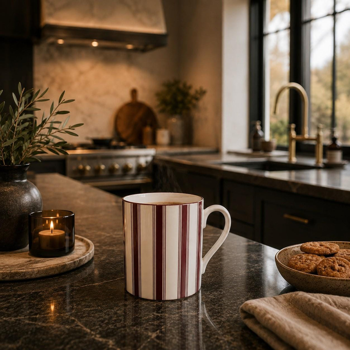 The Heritage Stripe Mug – Burgundy