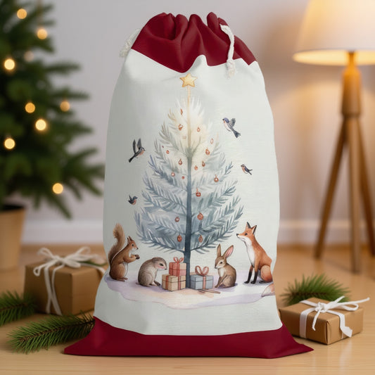 Woodland Animals Christmas Sack | Cute Holiday Gift Bag
