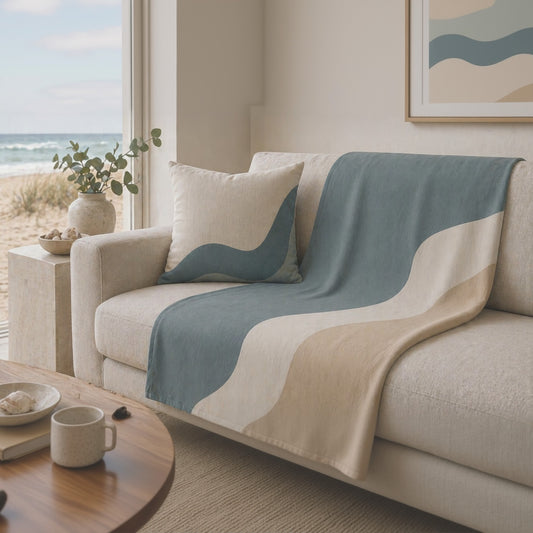 Shoreline Cotton Throw – Coastal Calm Minimal Design