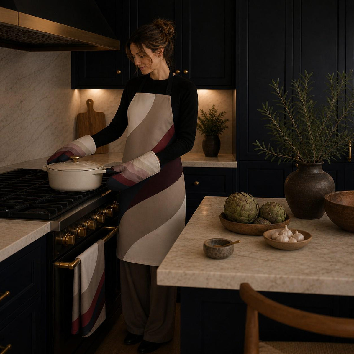 Estate Living Ridgeline Cotton Linen Oven Mitts