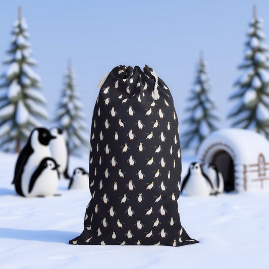 Adorable Penguin Navy Christmas Sack - Festive Holiday Gift Bag