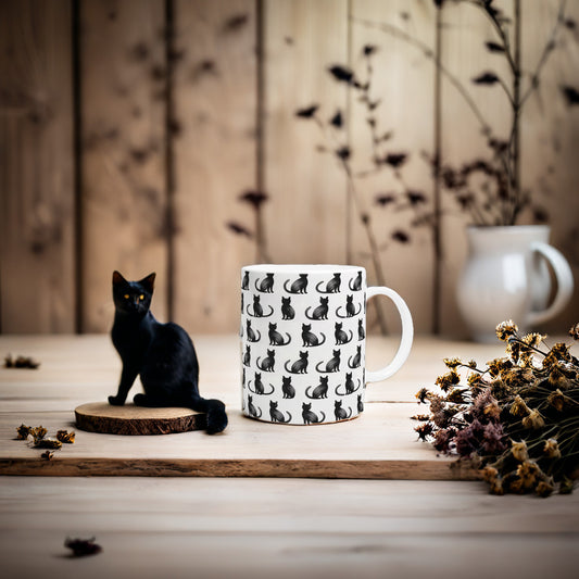 Unique Gift: Black Cats Design Ceramic Mug