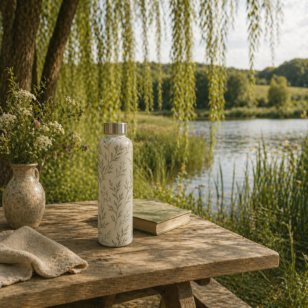 The Signature Willow Glass Water Bottle Ivory