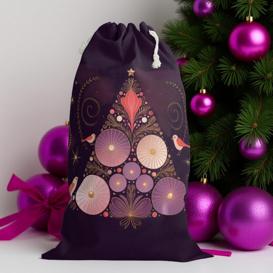 Elegant Luxury Christmas Tree Sack in Purple - Festive Décor