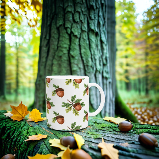 Autumn Coffee Mug with Autumn Acorns Design