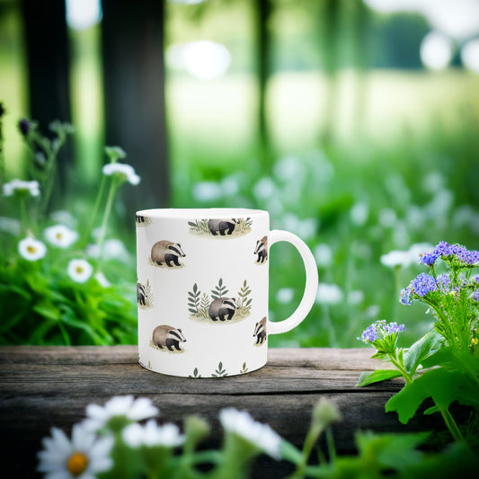 Whimsical Badger Ceramic Mug - Rustic Animal Tea Cup