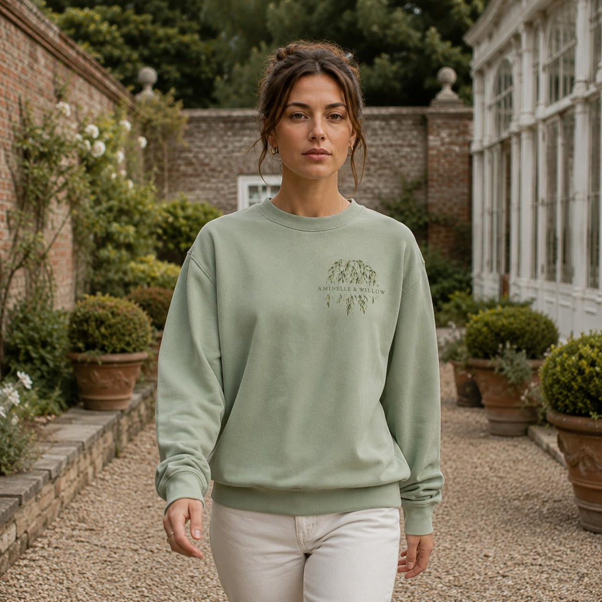 Willow Sage Green Crest Sweatshirt