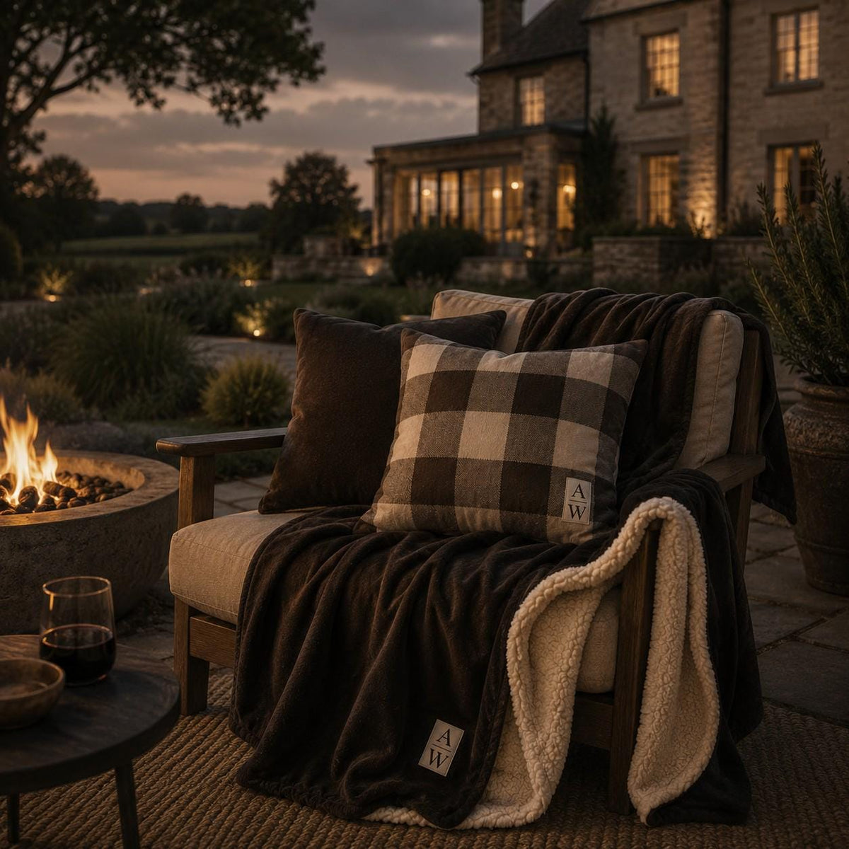 The Heritage Monogram Sherpa Throw – Espresso