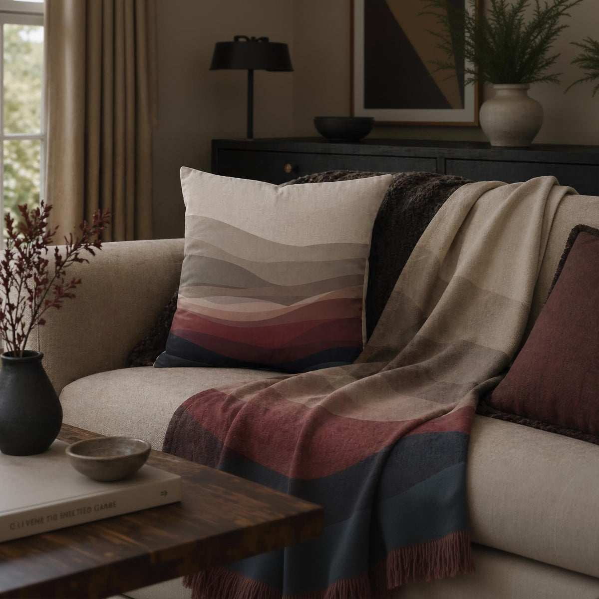 Estate Living Ridgeline Cotton Linen Feather Cushion
