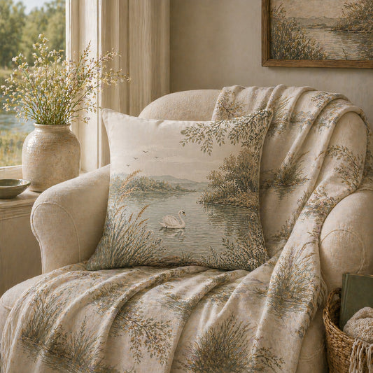 Riverbank Watercolour Throw – Serene Nature-Inspired Blanket