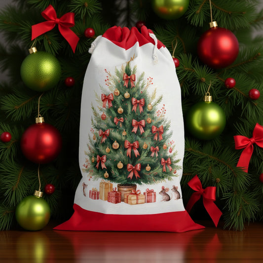Woodland Animals Christmas Sack with Festive Tree - Perfect Holiday Gift