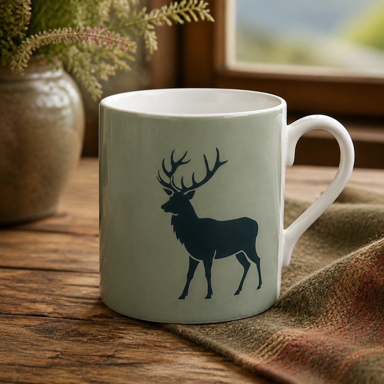 Highland Stag Mug – Olive
