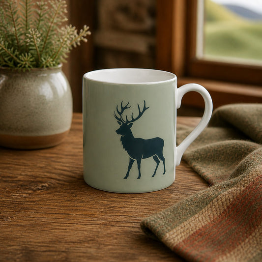 Highland Stag Mug – Olive