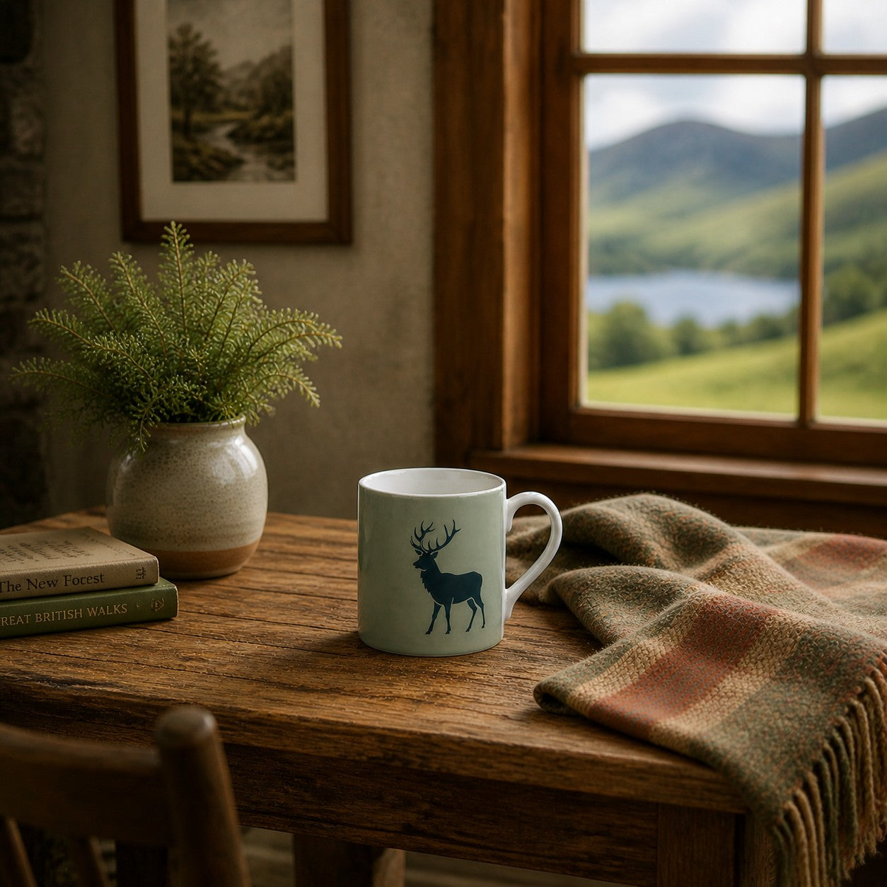 Highland Stag Mug – Olive