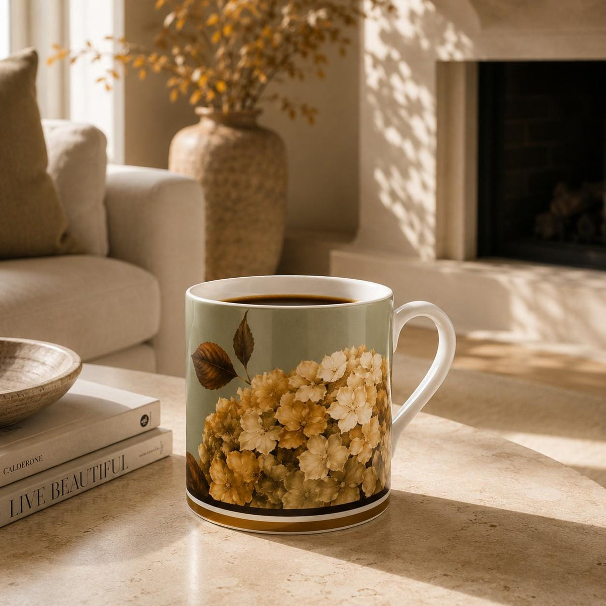 Autumn Hydrangea Fine Bone China Mug