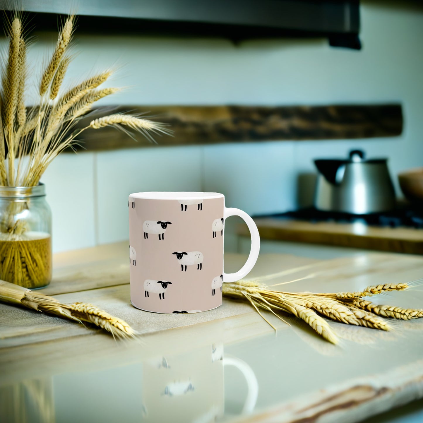 Rustic Farmhouse Sheep Mug - Ceramic Cup for Country Charm