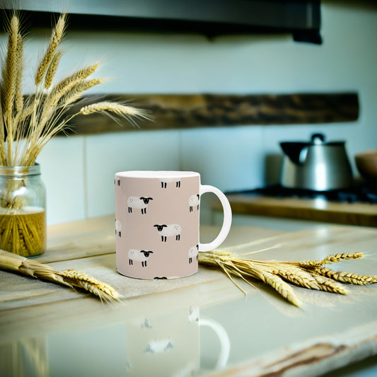 Rustic Farmhouse Sheep Mug - Ceramic Cup for Country Charm