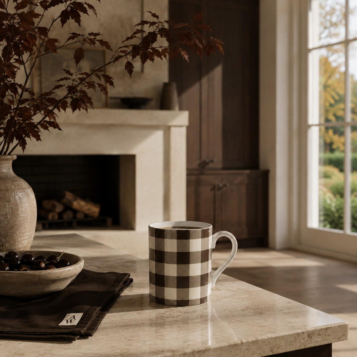 The Heritage Gingham Mug – Espresso