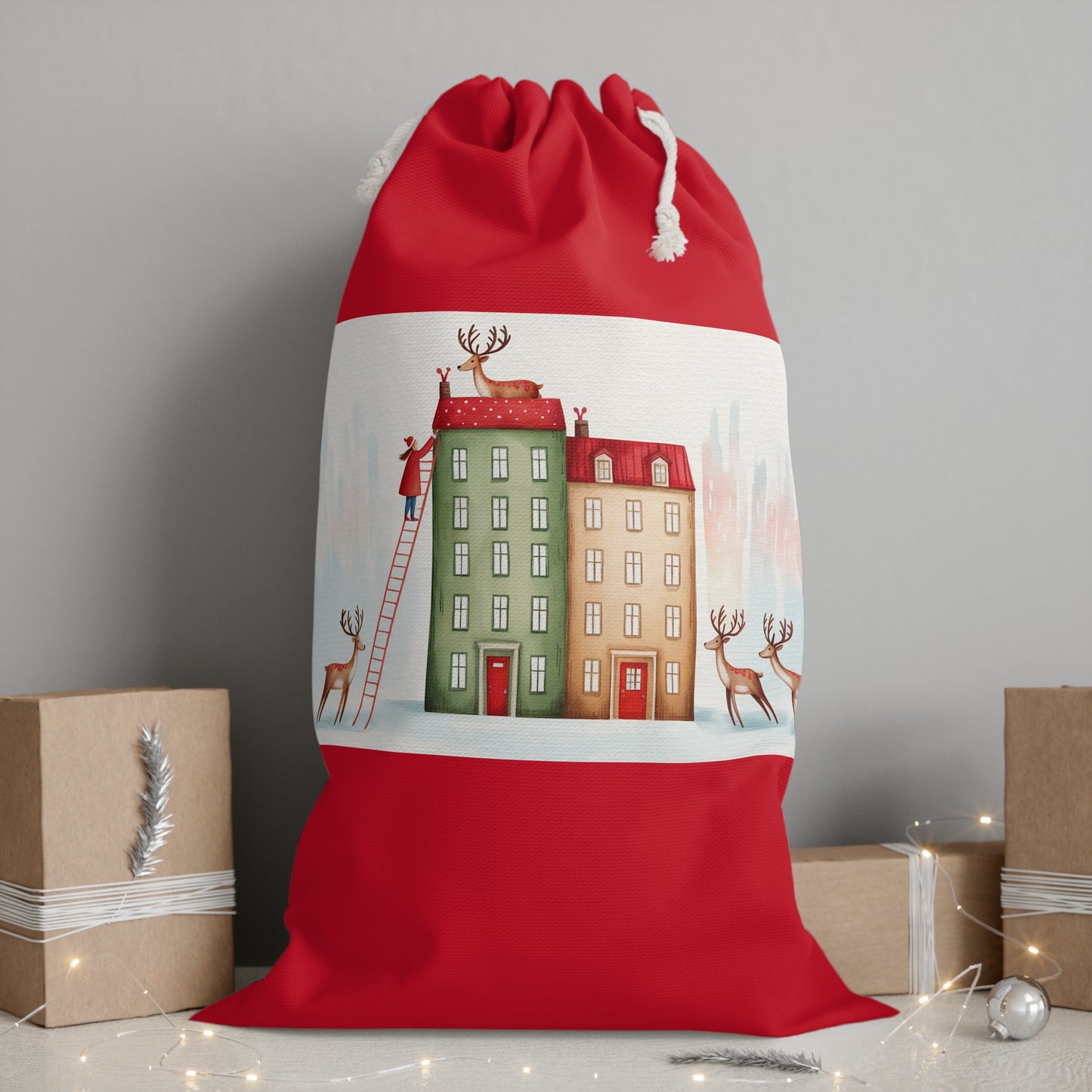 Whimsical Reindeer Christmas Sack | Novelty Holiday Decor