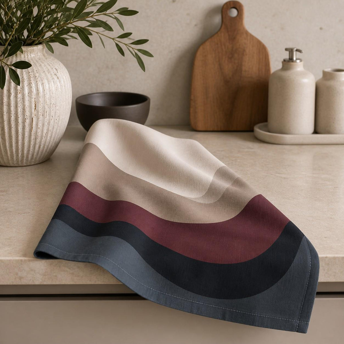 Estate Living Ridgeline Cotton Linen Tea Towel