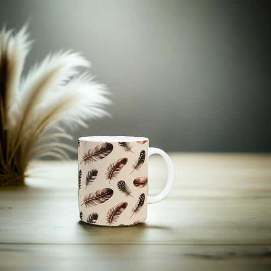 Unique Bird Feathers Mug - Ceramic Coffee Cup