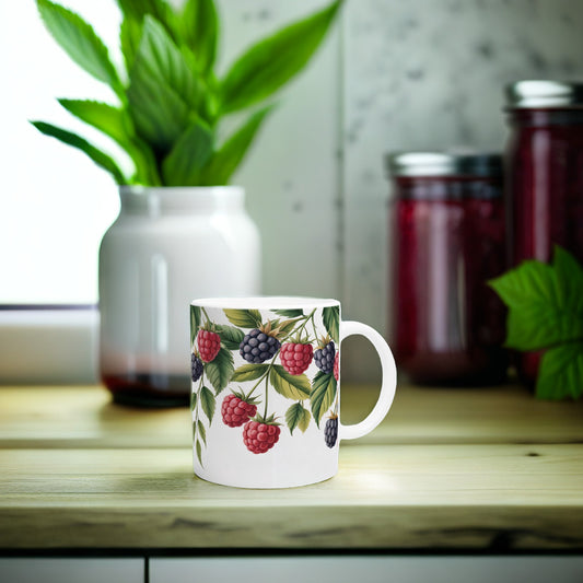 Handcrafted Wild Blackberries Ceramic Mug - Farmhouse Kitchen Decor