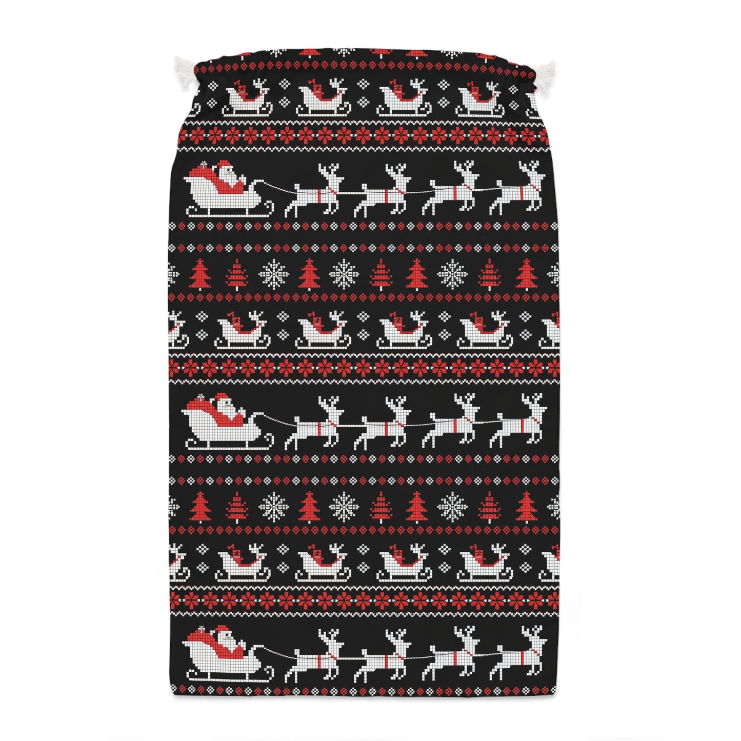 Nordic Style Christmas Sack with Father Christmas & Reindeer Design