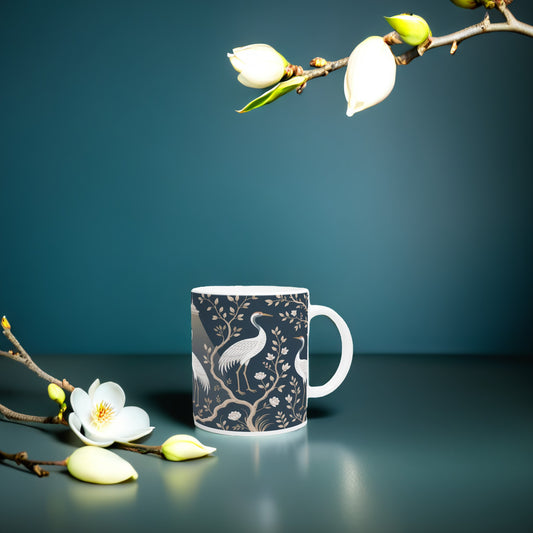 Graceful Cranes Ceramic Mug - Unique Coffee Cup