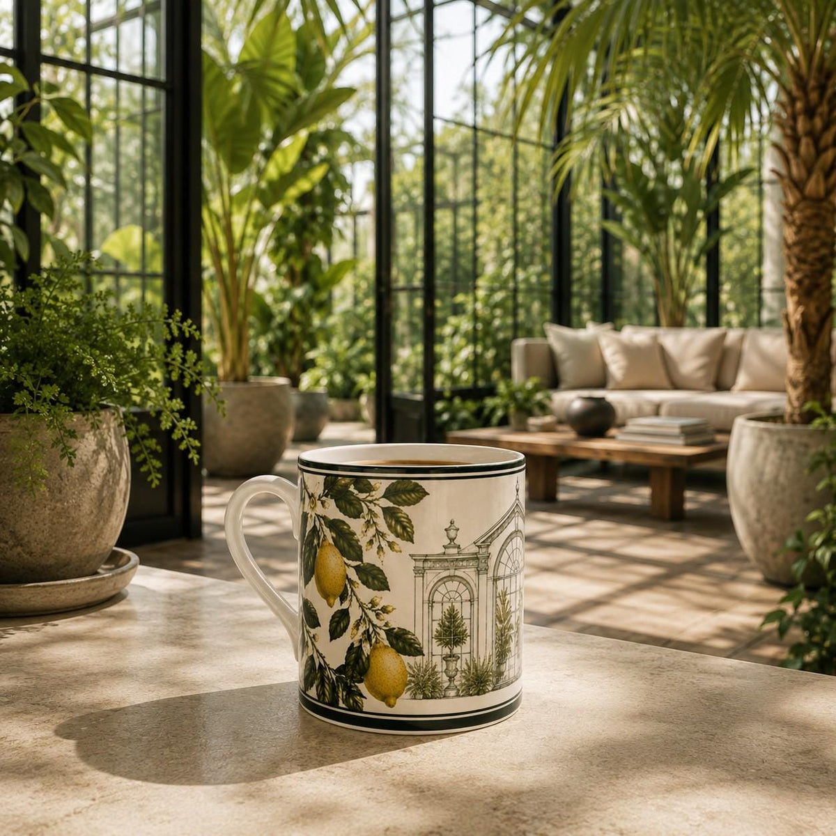 The Orangery Lemon Glasshouse Fine Bone China Mug