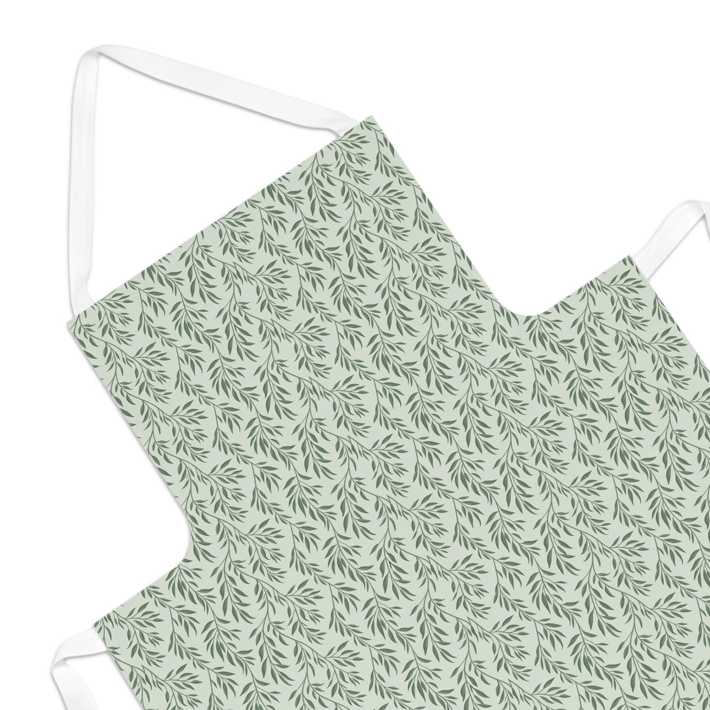 Sage Green Willow Apron – Minimal Botanical Kitchen Linen
