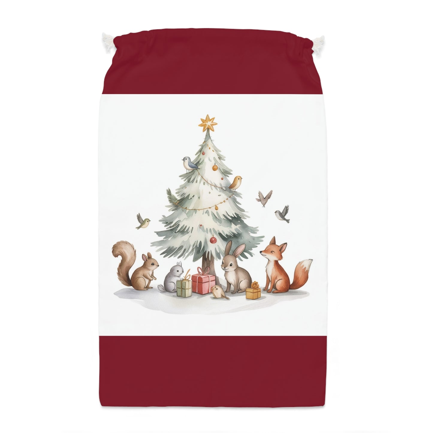 Whimsical Woodland Animals Christmas Sack - Cute Holiday Gift Bag