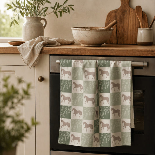 Equestrian Willow Tea Towel – Sage Green