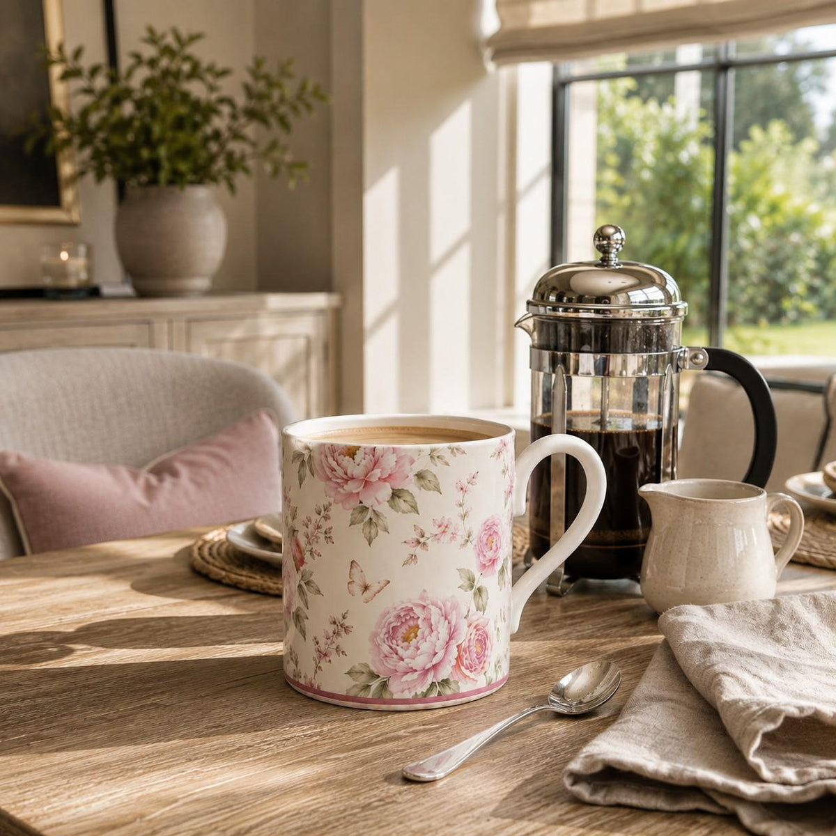 Country Garden Peony Fine Bone China Mug