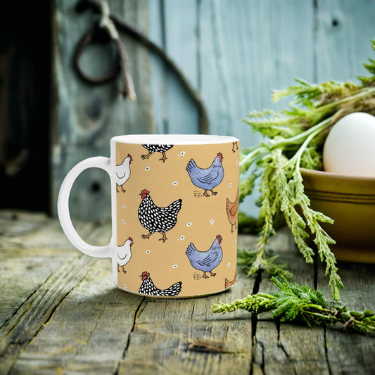 Farmhouse Style Chicken Pattern Ceramic Coffee Cup