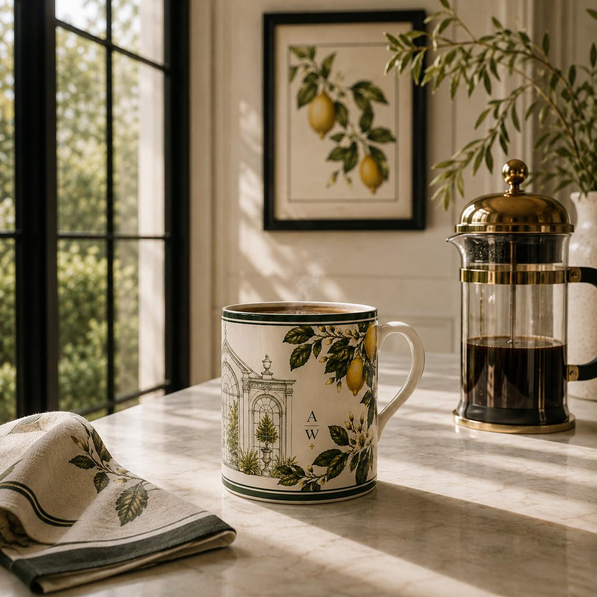 The Orangery Lemon Glasshouse Fine Bone China Mug