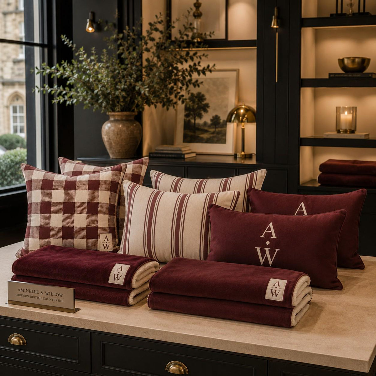 The Heritage Gingham Mug – Burgundy