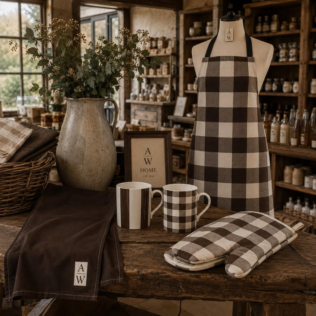 The Heritage Gingham Apron – Espresso