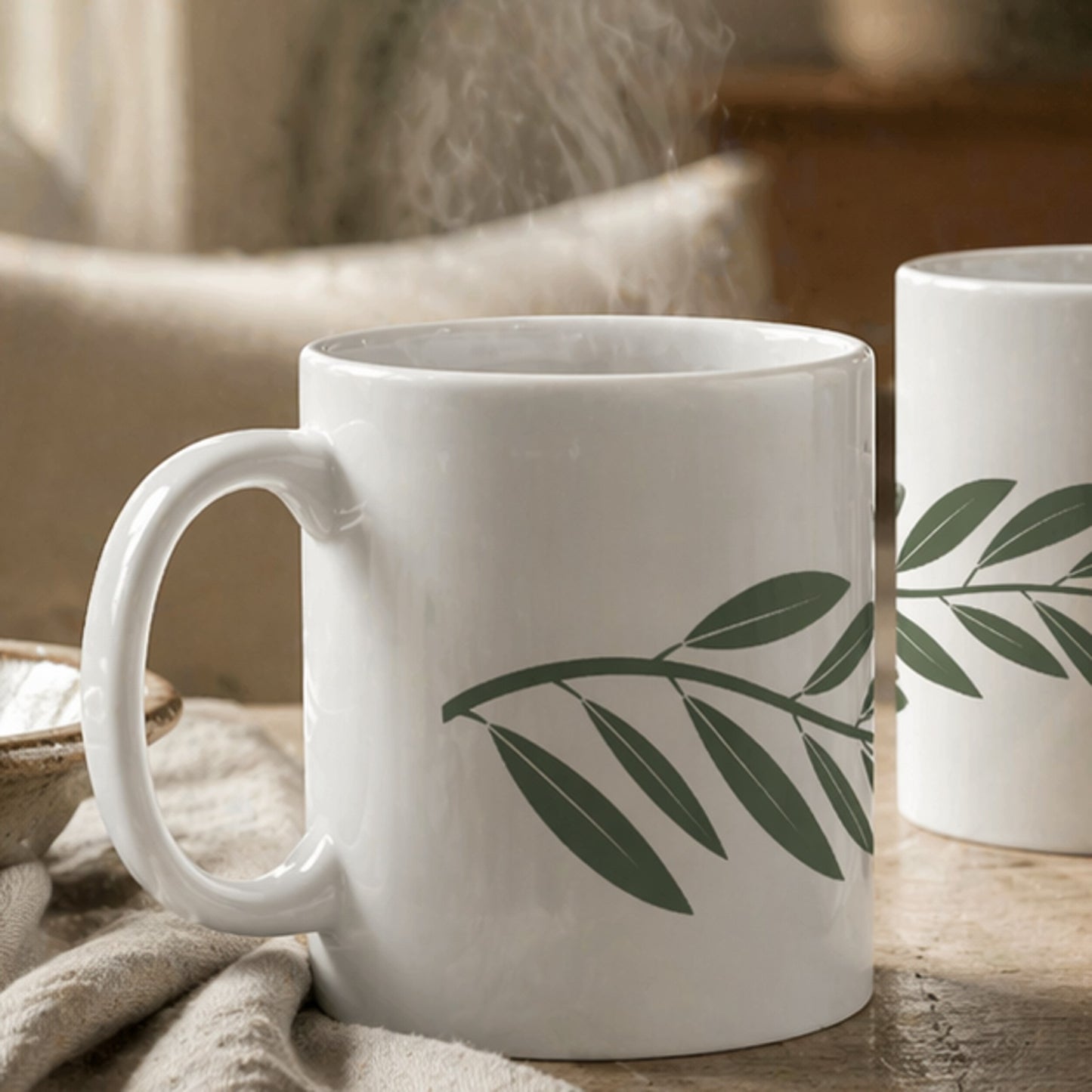 Sage Green Willow Mug – Minimal Botanical Design