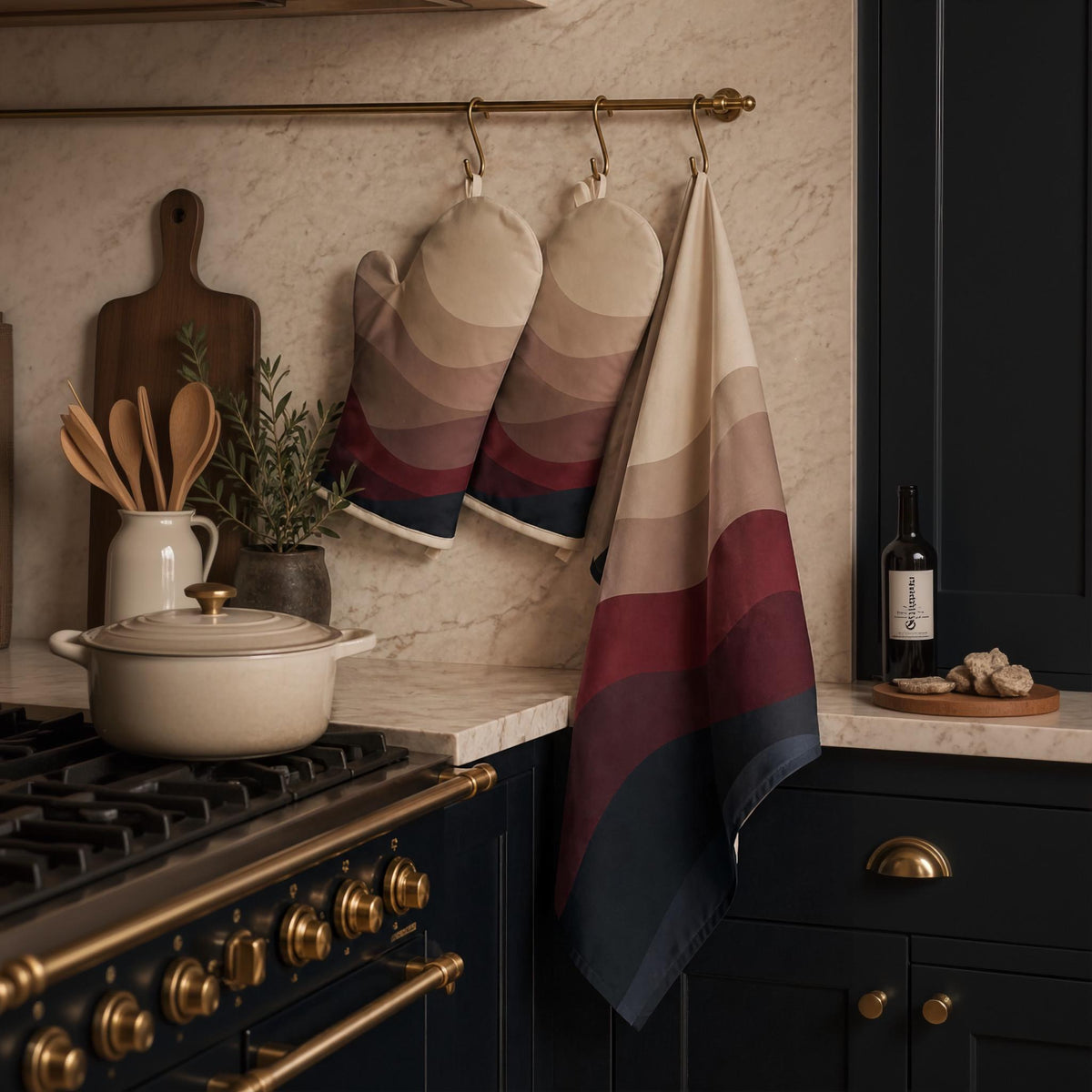 Estate Living Ridgeline Cotton Linen Oven Mitts