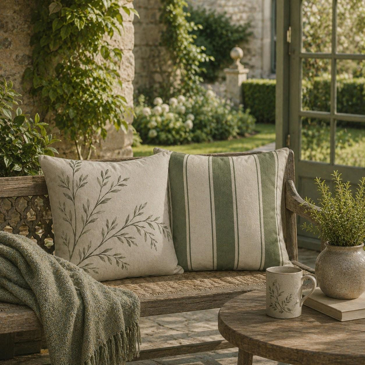 The Signature Willow Botanical Cushion – Ivory